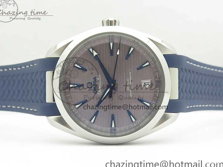 0501 Aqua Terra 150M Master Chronometers VSF 1:1 Best Edition Gray Dial Blue Hand on Blue Rubber Strap A8900 Super Clone HighQuality 8004